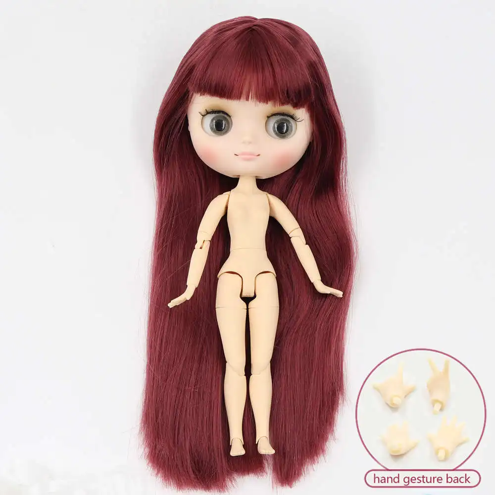 Middie blyth nude doll 20cm joint body Frosted or glossy face with makeup soft hair DIY toys gift with gestures 5