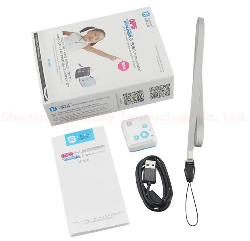 blue with box Мини Портативный трекер RF-V16 gps Tracker SOS коммуникатор двусторонней говорить специально для детей gps отслеживания Системы карт Google - Цвет: blue with box