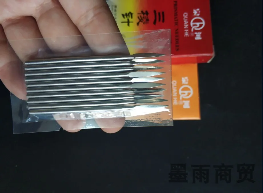 quanhe 100 pcs stainless steel triangular needle acupuncture lancet needle for cupping massage 2