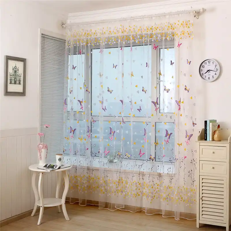 Decorative Curtains Butterflies Screens Door Balcony Modern Voile