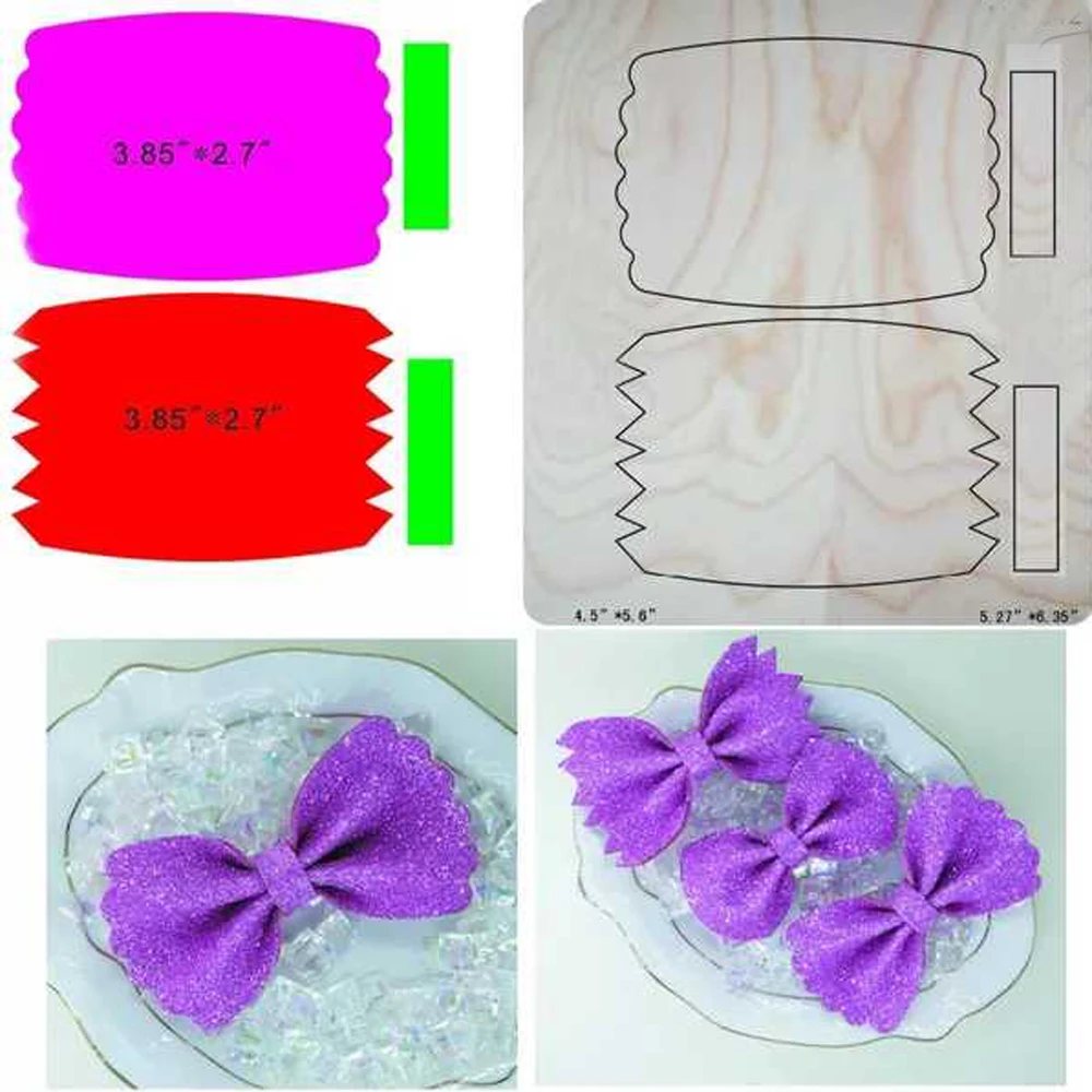

DIY leather craft bowknot design die cutting knife blade wood plate hand punch tool template 2 pattern in 1