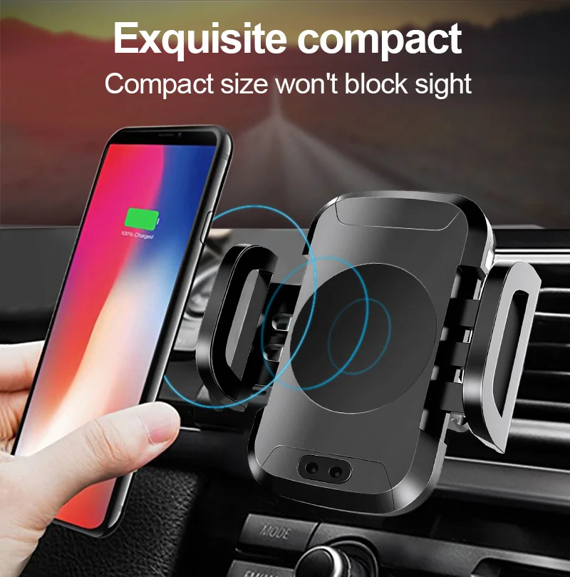 Qi Car Wireless Charger For iPhone X 8 8 Plus Samsung S8 S9 Pop Automatic Infrared Sensor Wireless Charger Sockets Phone Holder  (4)