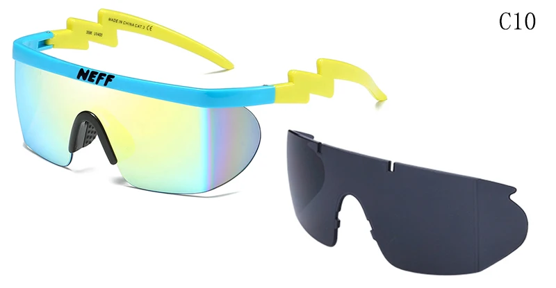 Новые модные солнцезащитные очки NEFF для мужчин/женщин унисекс классический бренд ретро солнцезащитные очки Gafas De Sol Street 2 линзы женские очки - Цвет линз: C10