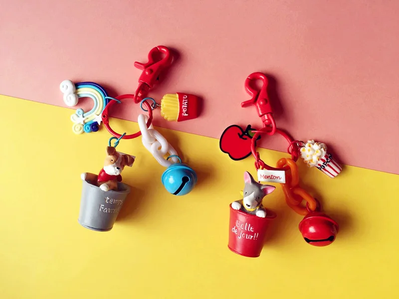 

New Cute Dog Keychain Corgi Labrador Piggy Penguin Kitten Doll Key Ring for Women Girl Bag Charms Car Pendant Accessories