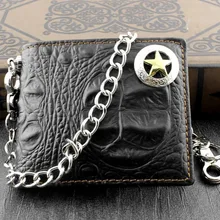 Aligator стиль кожи со звездой Concho мужской байкер кожаный бумажник на кнопке