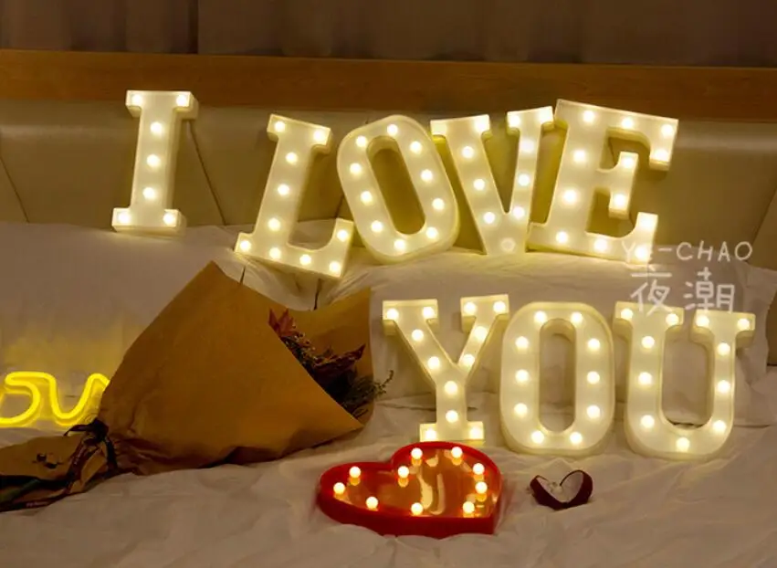 

INS hit 26 English letters light digital light LED symbol modelling light wedding small night lamp birthday propose to light