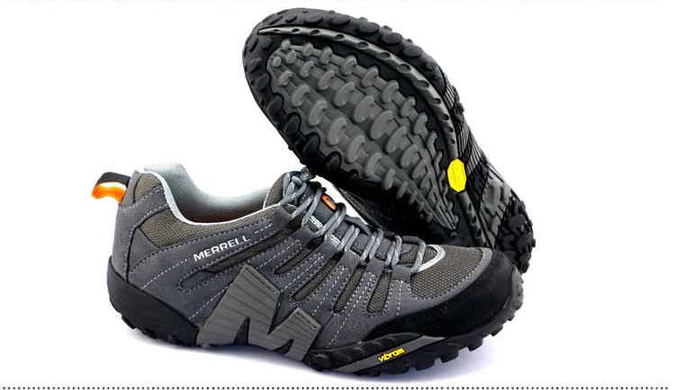 Outdoor Sport Hiking Shoes Men Gray Mesh For Male Durable Mountain Anti-Slip Non-slip Genuine Leather Climbing Sneakers
