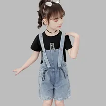 Джинсовый комбинезон для девочек; Повседневный стиль; Комбинезоны для детей; коллекция года; Модный комбинезон без рукавов для девочек-подростков; Комбинезоны для детей 6, 8, 10, 12, 14 лет