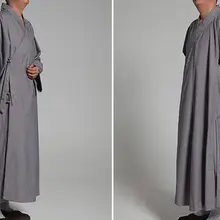 Унисекс толстые хлопковые буддийские монахи дзен робелай одежда Униформа медитация осенне-весенний военный костюм серый