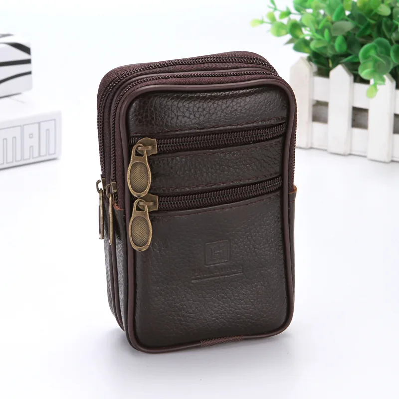 

High Quality cow genuine leather men belt waist bag Multifunction phone money cigarette card Travel wallet outdoor vintage purse