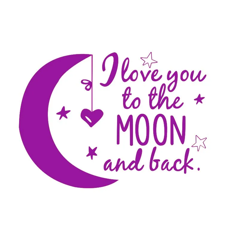 Любовь к Луне и задней стенке наклейки декоративные настенные виниловые обои наклейки для дома настенные цитаты Современный домашний декор - Цвет: Фиолетовый
