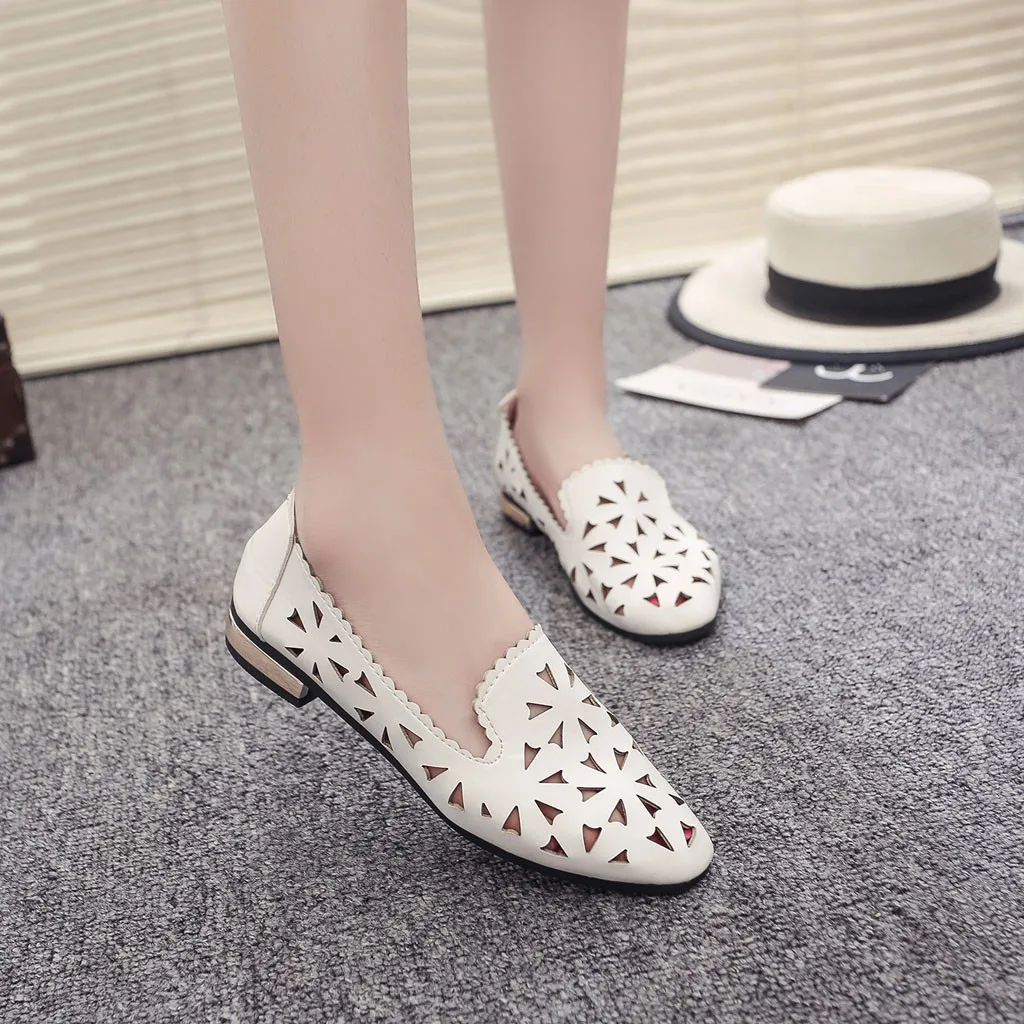 

women's moccasins Fashion Lady Flowers Leaking Flat Bottom Non-Slip Wild Single women's summer flat shoes women Shoes #4