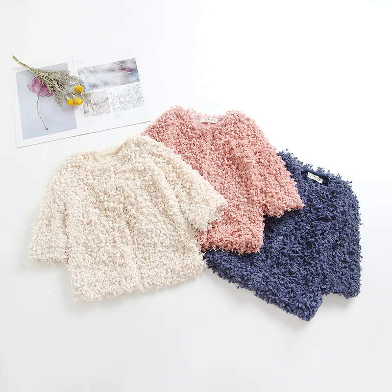 

Autumn Winter New Girl Korean Fashion Sweetly Coat Children's Fur Pom Pom Princess Jacket Baby Girl Winter Clothes Faux Fur