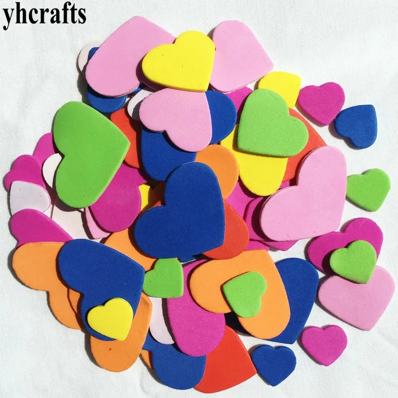1 пакетов/лот, поролоновые наклейки смешанной формы, необычная геометрическая фигура, поролоновая головоломка для раннего развития, игрушки для детского сада ручной работы, OEM - Цвет: 100PCS hearts