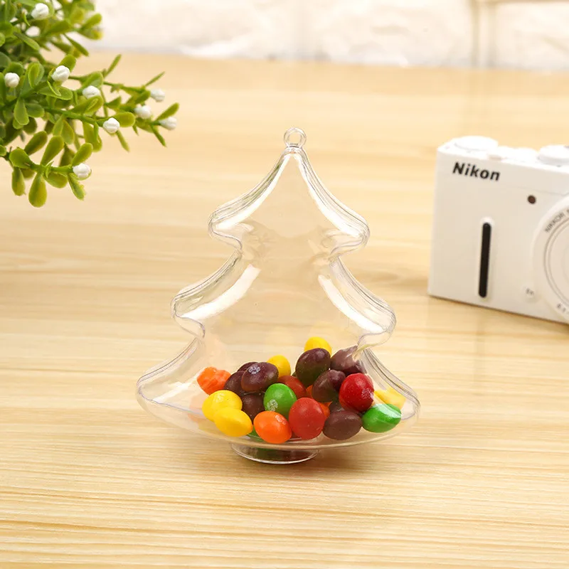 

20pcs Clear Plastic Box Christmas Tree Shape Gift Box Merry Christmas Decorations New Year Party Supplies Xmas
