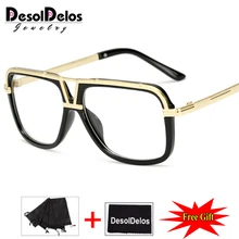 DesolDelos Популярные Oversize для женщин квадратный очки брендовая дизайнерская обувь модные мужские прозрачные оправа с прозрачными линзами