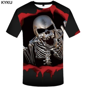 

KYKU Skull T shirt Women Gothic 3d T-shirt Metal Shirts Punk Tshirt Hip Hop Tops Plus Size Womens Hip hop