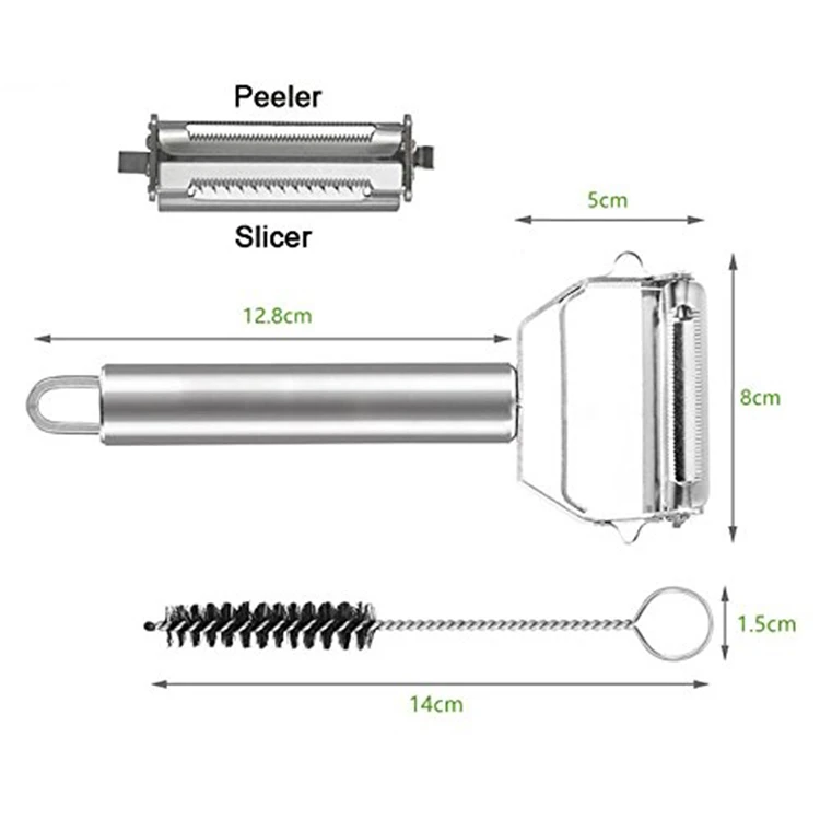 TPUSNOK Жюльен-нарезка овощей тонкой соломкой очистки фруктов и овощей Премиум Ультра острый нож для резки овощей Овощечистка с щеточка для чистки инструмент для чистки картофеля, моркови TPA41