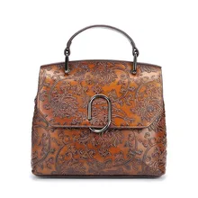 Famosa Marca Mujeres Del Cuero Genuino Bolsos Casual de Las Señoras Crossbody Del Hombro Bolsas de Mensajero de La Vendimia En Relieve Cuero de Vaca Bolso de Mano