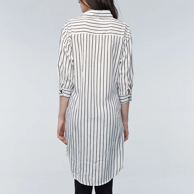 Maternity wear pregnant women tops pregnant women lapel 3/4 sleeve casual loose striped shirt XL oversized personality
