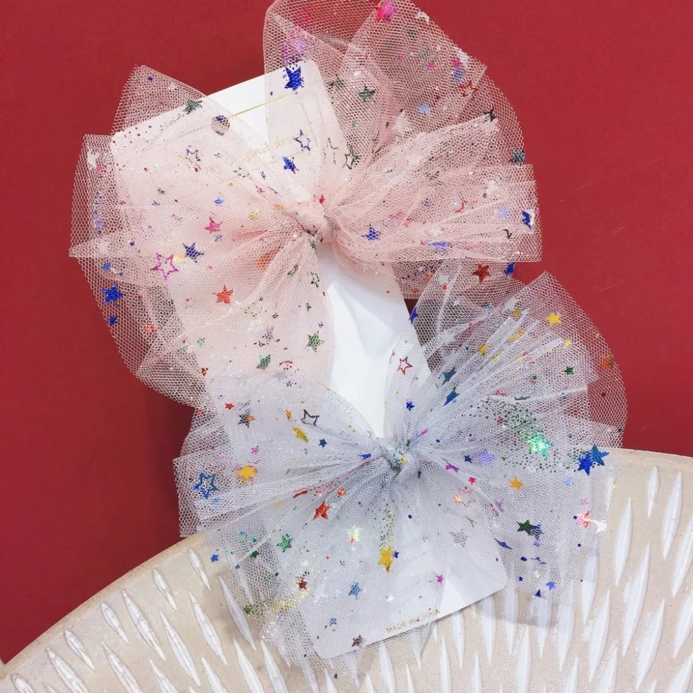 Корея ручной работы ткань ленты с цветами блестящая Звезда бант аксессуары для волос заколки-пряжки для волос заколки для девочек