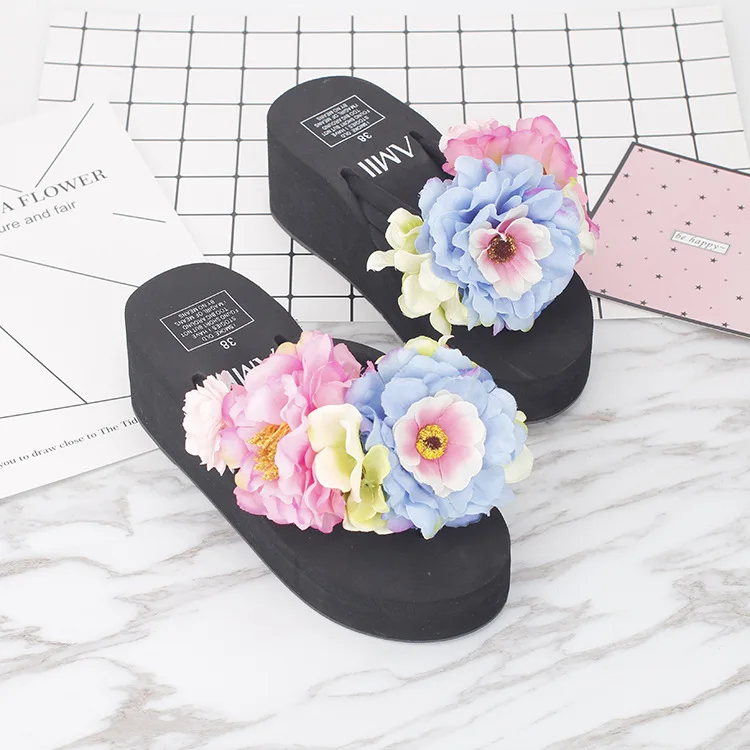 2019 Summer Female Beach Most Comfortable High Heel Wedges Shoes Flip Flops Womens Casual Slippers Sale0