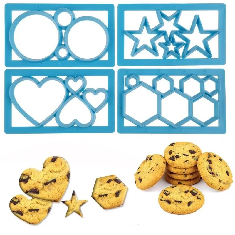 

4 Pcs Cookie Biscuit Mold DIY Fondant Biscuit Cutter Kitchen Cake Decorating Tools DIY Pastry Baking Biscuit Molds