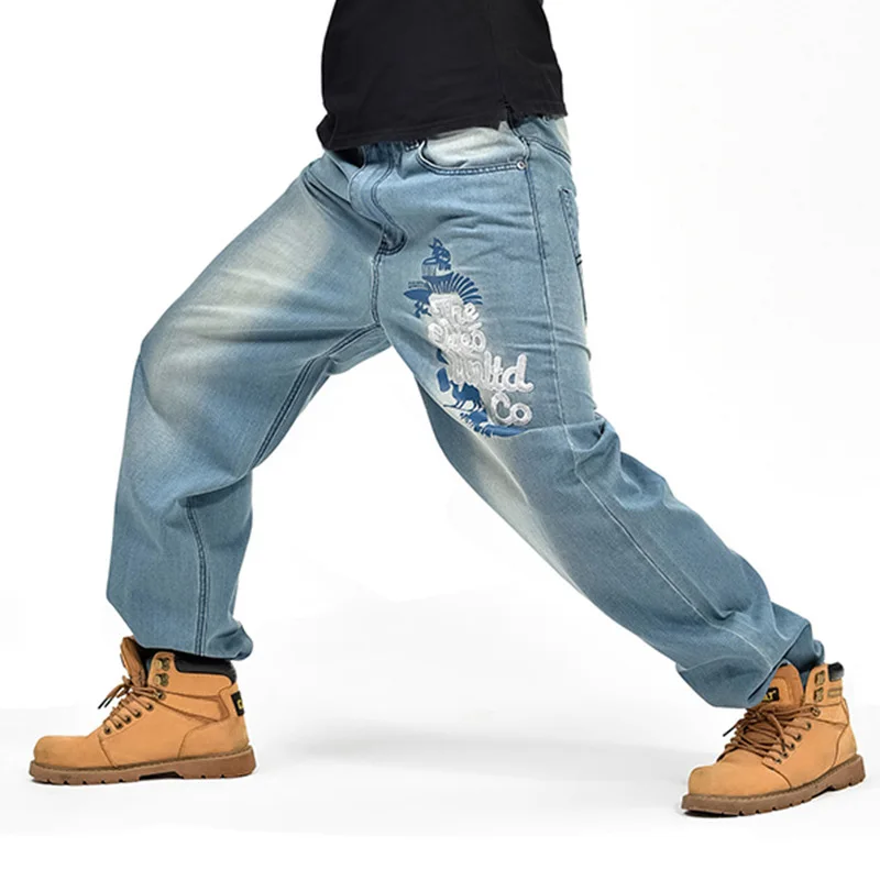 46 Hip Lâche Broderie Cholyl Jeans Picture Denim Bleu Lavage 2018 Hiphop Jean Qualité 30 Hip Hommes Taille Hop Conception hop Baggy 1ZPqHw
