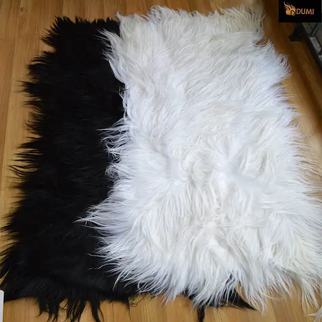 1 Piece Free Shipping 110x55cm White Black Real Long Fur Mongolian 1 Piece Free Shipping 110x55cm White Black Real Long Fur Mongolian And Tibet Home Floor