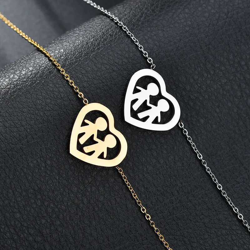 Милые Браслеты из нержавеющей стали для мам пап детей семейные браслеты женщин
