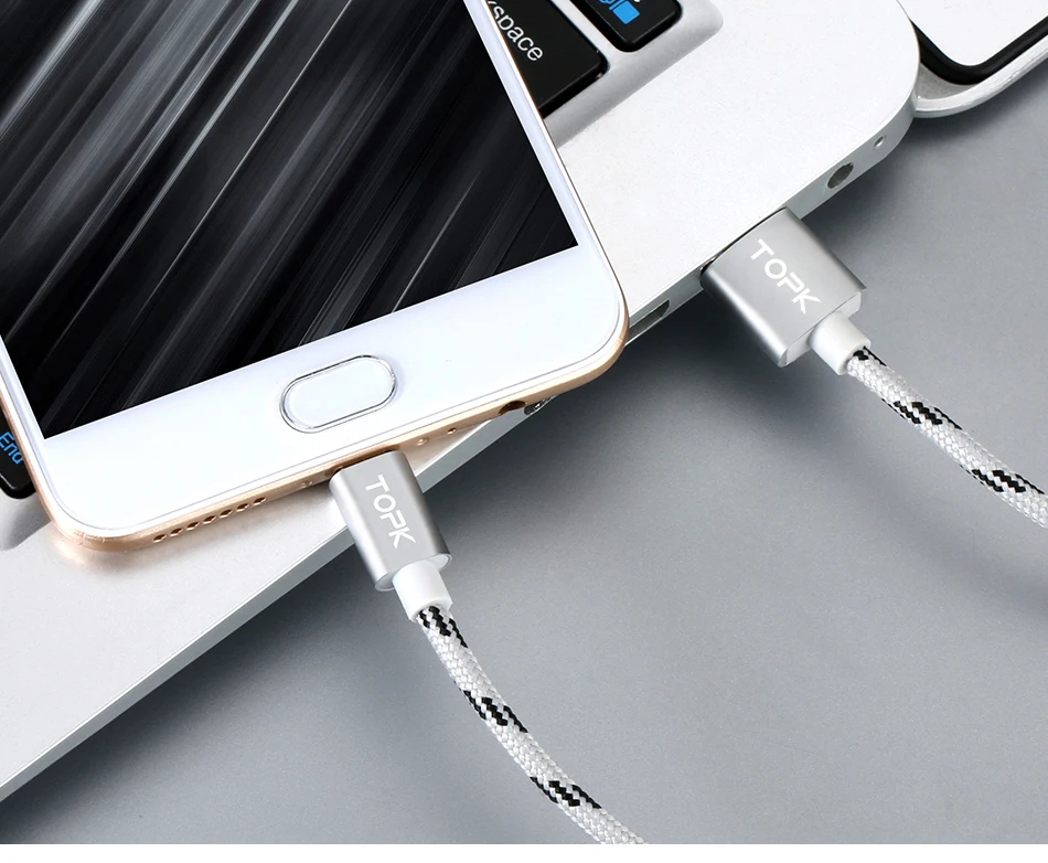 TOPK 1 м 2 м Micro USB кабель 2.4A кабель передачи данных для быстрой зарядки для Xiaomi Redmi Note 5 samsung нейлон Android телефон зарядное устройство кабель