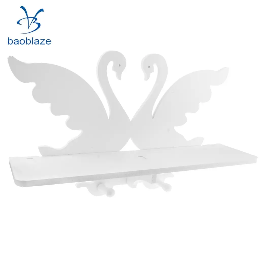 White Swan Carved Wall Mount Wall Shelf Carved Hollow Shelf Home Decor Plate