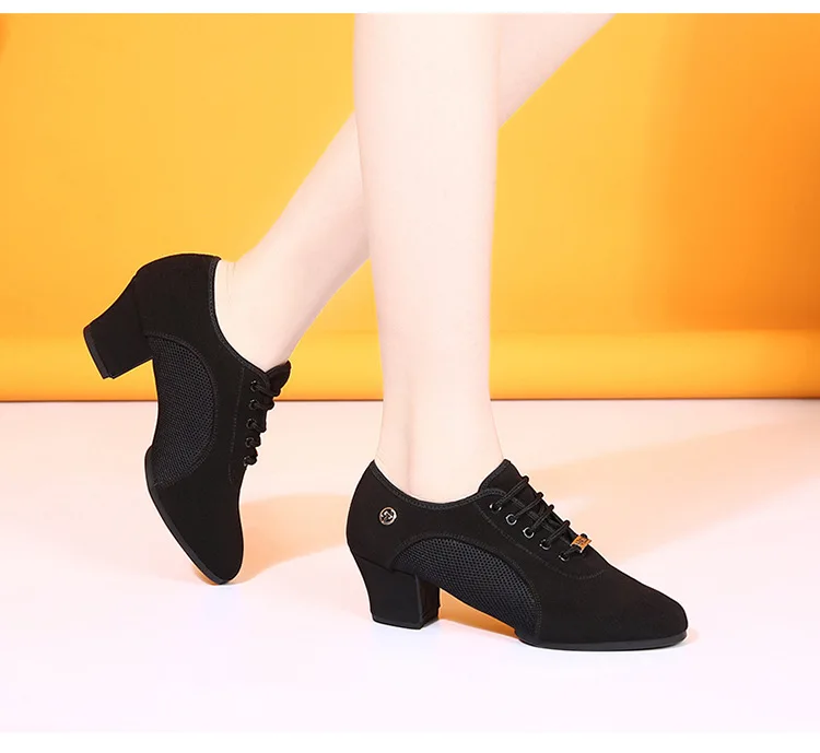 Новые стильные женские туфли для бальных танцев, танго, танцевальная обувь, черный, красный цвет, ткань Оксфорд, Женская Современная
