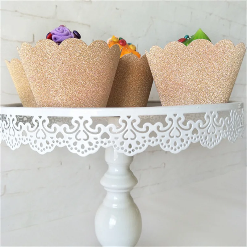 Glitter Rose 24pcs Foil Gold/Silver/Red Cupcake Wrapper BakingTray Muffin Cases Birthday Wedding Cake Tool Baby Shower Party Decoration - Цвет: Glitter Rose