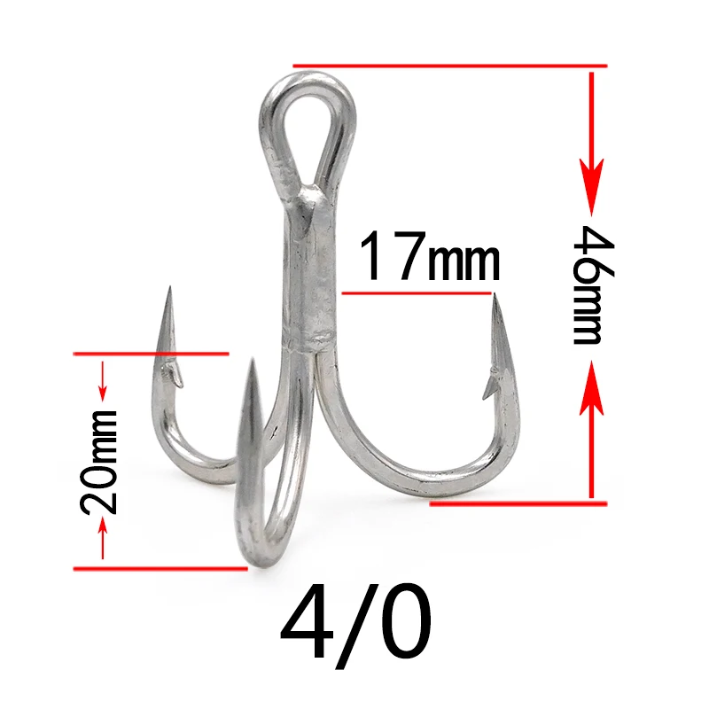 20 шт./лот супер сильный острый Рыболовный крючок 4X Четырехместный Высокоуглеродистая сталь тройные морские крючки Якорь Морской рыболовный крючок size8-4/0 - Цвет: size 4-0 white