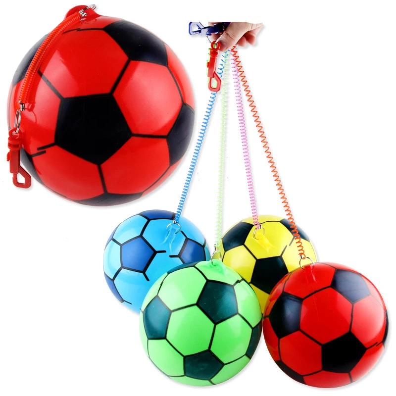 

Inflatable Football Ball With Rope Colorful Bouncy Rubber Ball Beach Pool Play Early Education Soft Toys For Children Kids Baby