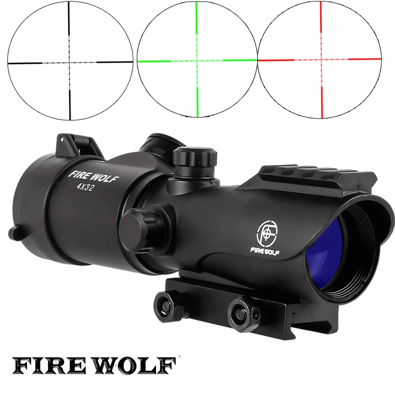 

FIRE WOLF Tactical 4X32 LER Red Dot Sniper Scope Airsoft Sight Riflescope Rifle Scope For Hunting Shooting