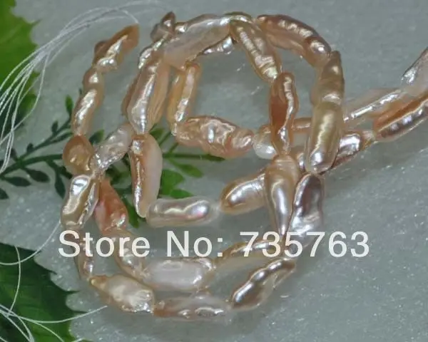 

xiuli 000132 Natural Rare pink 5strs AA+9*20mm luster biwa freshwater pearls