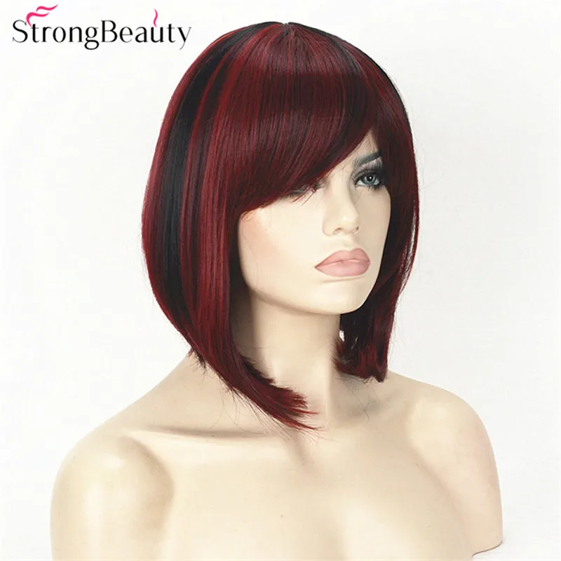 TY 1787 1B-130M Short bob style women's red and black wig (2)
