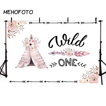 

MEHOFOTO Wild One Birthday Backdrop Ztec Tribal Teepee Floral Tribal Arrow Kids Photo Prop Children Photographic Backgrounds