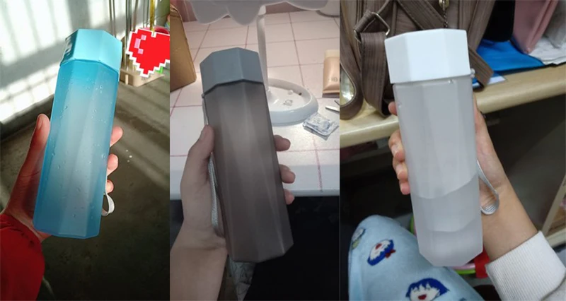 Новая модная бутылка для воды Полигональная форма с крышкой пластиковая Спортивная портативная детская Небьющийся чайник BPA бесплатно