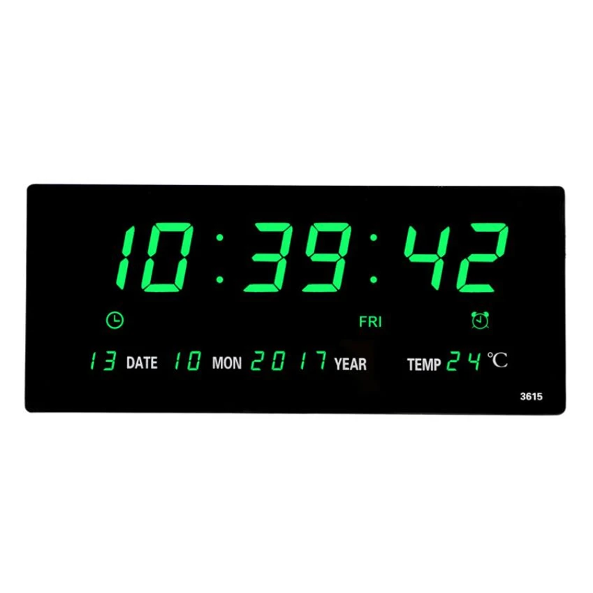  Livingroom 6 digits led calendar wall clock with thermometer Power off time memory clock big number - 32959744820