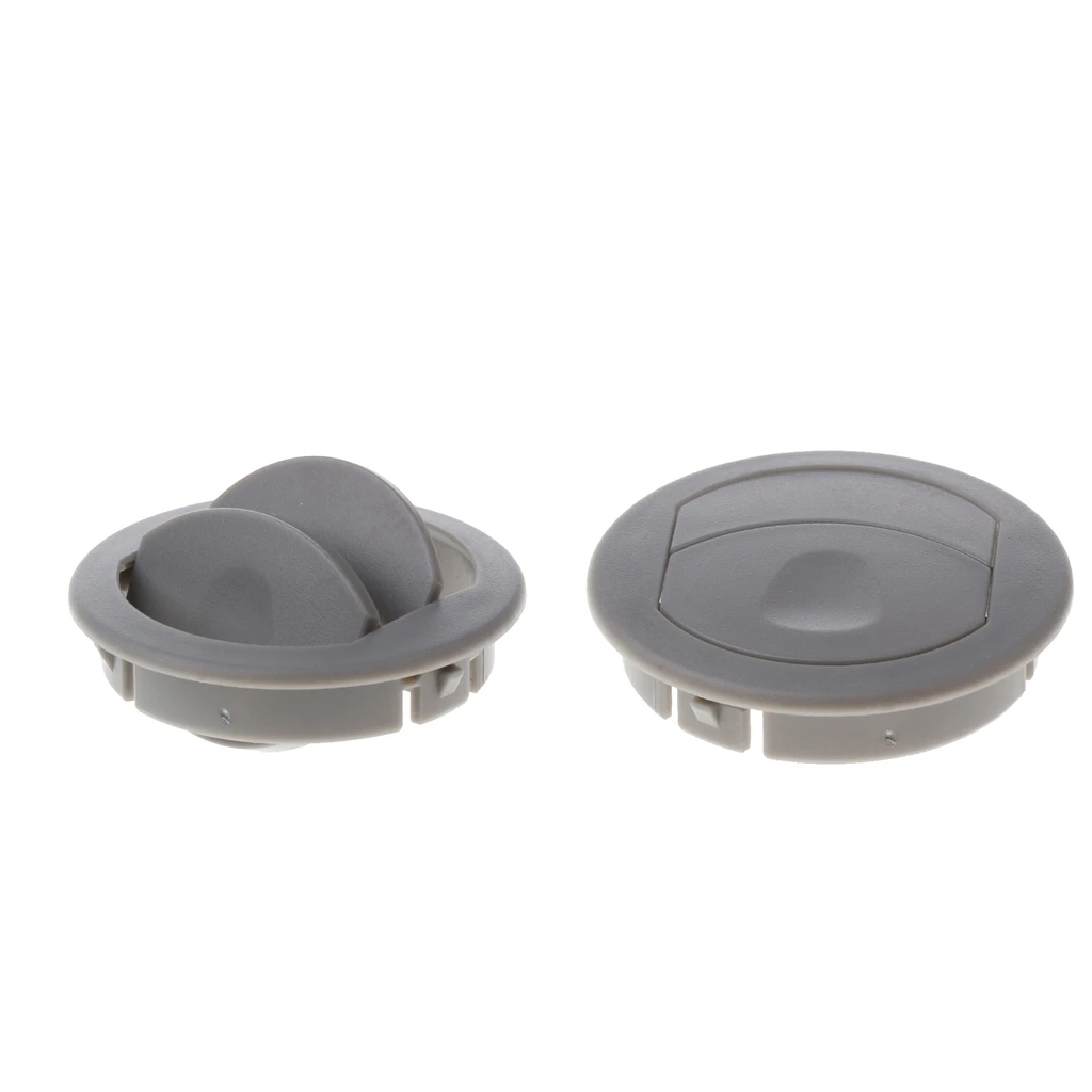 2x Car RV ATV Camper Interior Round Ceiling A/C Vent Air Outlet Rotating Open Close RV Trailer Air Roof Ventilation 52mm Gray 