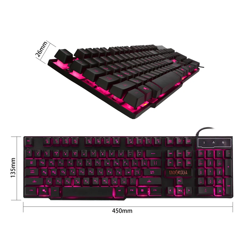 Goede DBPOWER Russisch Engels 3 Kleur Backlight Gaming Toetsenbord Teclado Gamer Drijvende LED Backlit USB met Soortgelijke Mechanische Feel