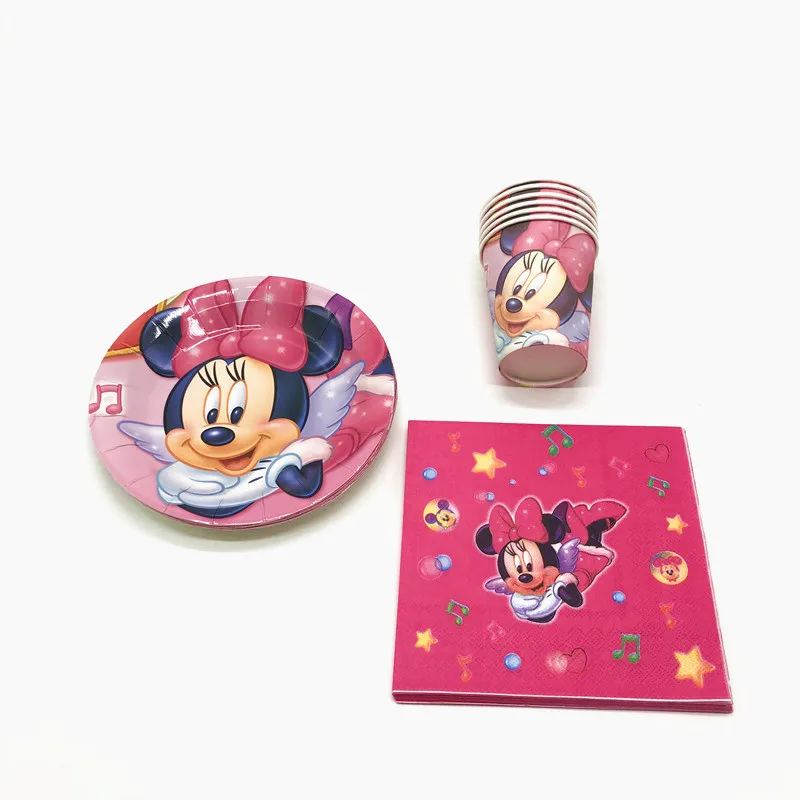 

Party Supply Disney Minnie Mouse Kid Birthday Party Paper Cups+Plates+Napkins Cartoon Tableware Set Decoration Supply 68Pcs/lot