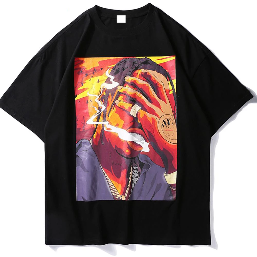 

Aelfric Eden Hip Hop Smoking Printed T Shirts 2018 Hip Hop Casual Cotton Tops Tees Men Summer Streetwear Skateboards T-shirt