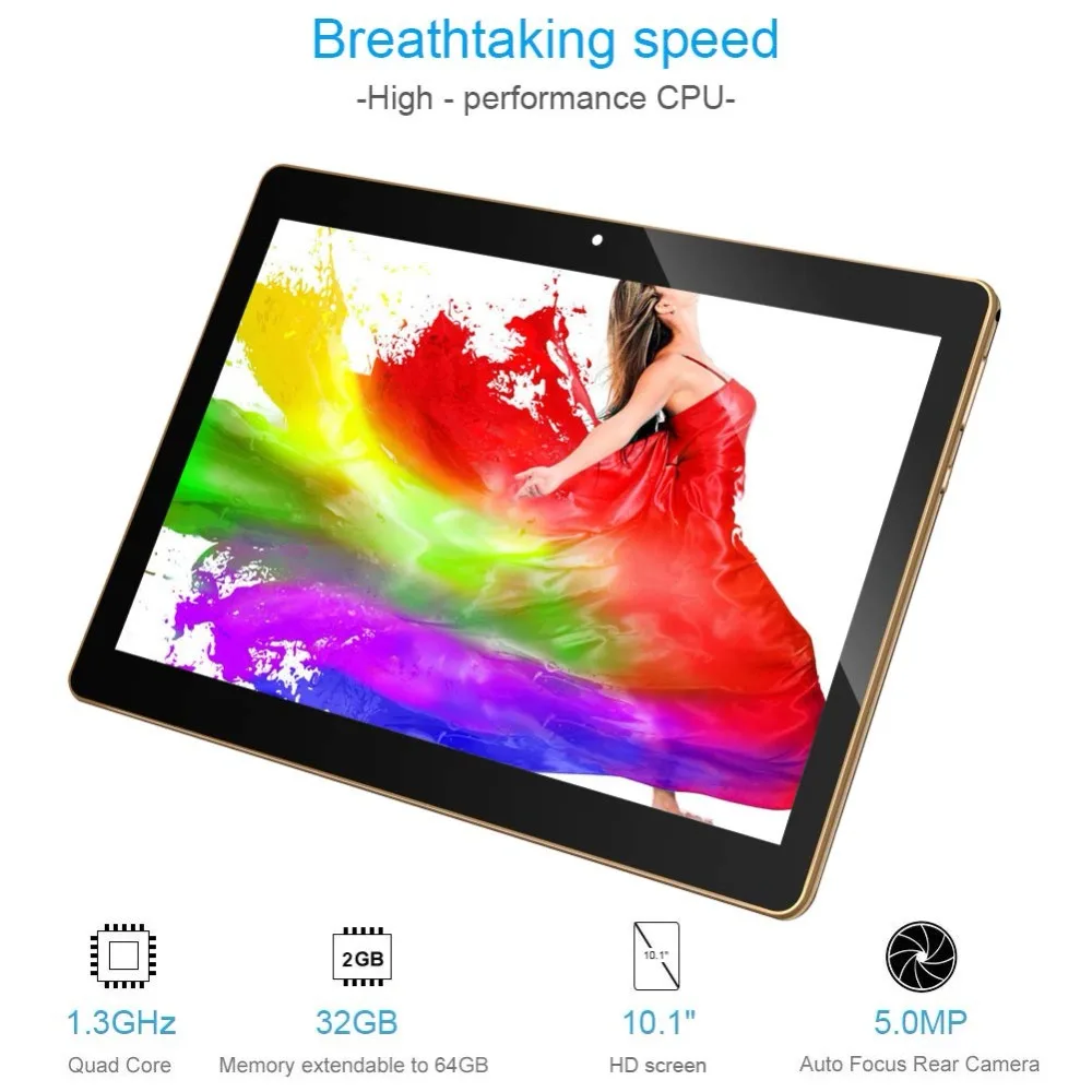 10.1 Inch 3G Tablet Android 6.0 Quad Core, 32GB ROM 2GB RAM Unlocked Phone Call Phablet PC with Dual Sim Card Slots, GPS, WIFI, Bluetooth, Camera-Qimaoo 10.1 K4 Tablet Pad (10)