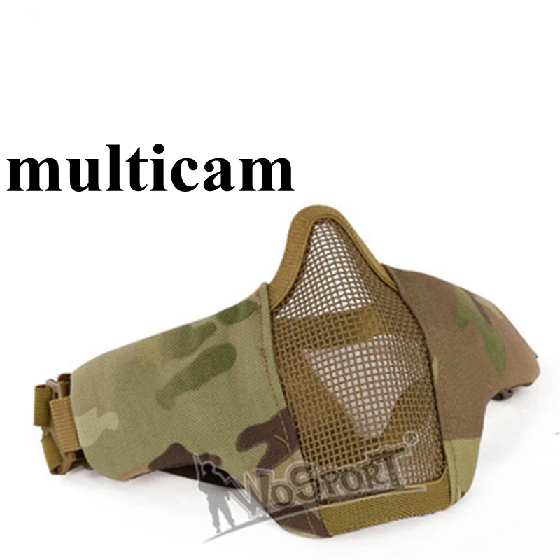 Тактическая Военная Стальная Сетчатая Маска ударопрочность для мужчин и женщин охотничьи маски Половина лица страйкбол Пейнтбол Стрельба маски - Цвет: multicam