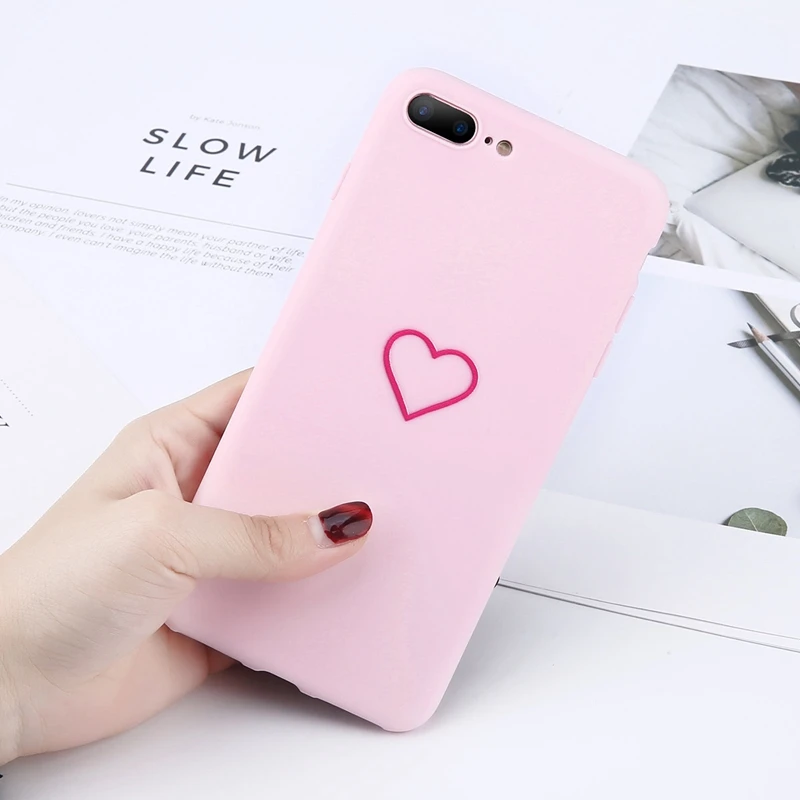 Lovebay Love Heart чехлы для телефонов, чехлы для Iphone 11 Pro 6 6S 7 8 Plus XS Max XR X, Мягкий ТПУ силиконовый ультратонкий простой чехол - Цвет: 7460 Pink