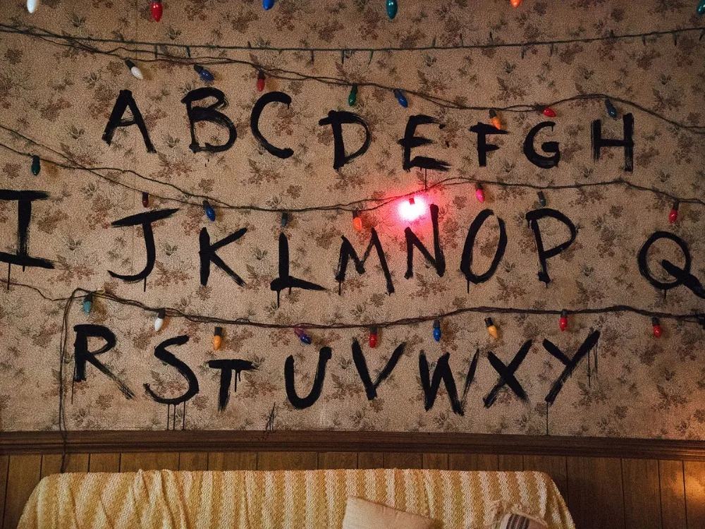 Stranger Things Bracelet Hand Stamped Abcd Alphabet Light Wall